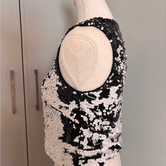 Lucy Paris Black and White Sequin Tank Top - Picture 3 of 11